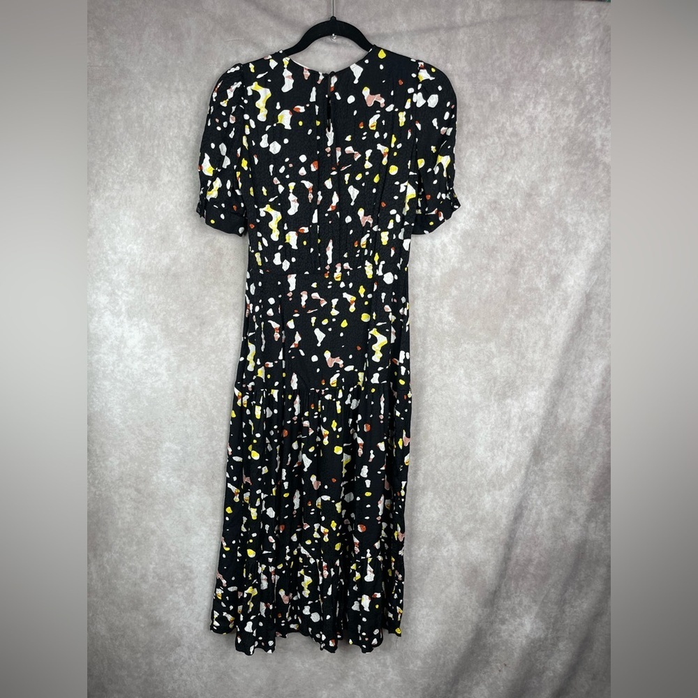 Ba&sh Tonya Gathered Printed Satin-Jacquard Midi Dress In‎ Black Size 0 US XS - Picture 5 of 10